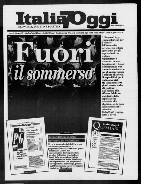 Italia oggi : quotidiano di economia finanza e politica